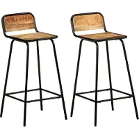 The Living Store Chaises de bar 2 pcs. Bois massif de mangue