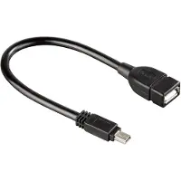 Hama 39626 Câble de transfert de données USB - 15 cm - oui - 1 paquet - mini type B mâle USB - type A femelle USB - noir