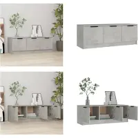 vidaXL Armoire TV gris béton 102x35x36,5 cm Bois composite - Armoire TV - Meubles TV - Supports TV