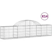 vidaXL Gabions avec arc surélevé 14 pcs. 200x30x40/60 cm Fer galvanisé