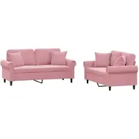 vidaXL Ensemble de canapés 2 pièces avec coussins Rose velours