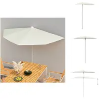 vidaXL Demi-parasol avec mât 180x90 cm Sable - Parasols & ombrelles