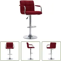 The Living Store Tabouret de bar en tissu rouge vin