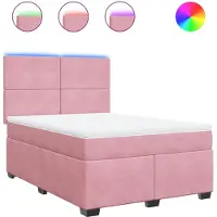 vidaXL Lit boxspring avec matelas rose 140x200 cm velours