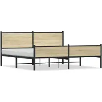Syfax Cadre de lit en métal sans matelas chêne sonoma 183x213 cm