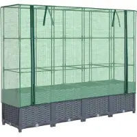 Syfax Lit surélevé avec housse de serre aspect rotin 160 x 40 x 138 cm
