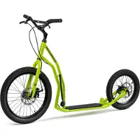 Yedoo Trottinette Mezeq Scooter Trottinette / Dogscooter - pour adultes et adolescents, jusqu'à 150 kg, avec pneus à air 20/16, freins à disque et guidon réglable vert