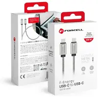 Forcell Câble type C vers type C QC4.0 5A/20V PD 100W E-Mark métal C239 1m argent