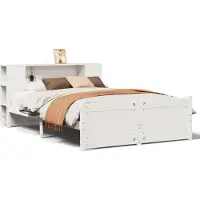 Syfax Lit bibliothèque sans matelas blanc 150x200 cm bois pin massif