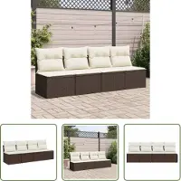 The Living Store Canapé de jardin avec coussins 4 places brun poly rotin