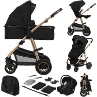 Lionelo Amber - Chat 3 en 1 - Set porte-sport, siège auto, coque rigide, siège auto, sac, moustiquaire, imperméable - Black Onyx