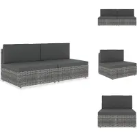 vidaXL Canapé modulaire 2 places Poly rotin gris - éléments de canapés de jardin