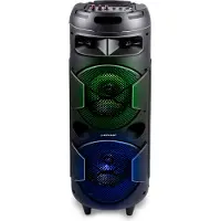 Dunlop Haut-parleur Bluetooth MW538 - 2 x 10W avec radio FM, entrée AUX/MIC, slot pour carte TF, (micro)USB, éclairage LED, noir