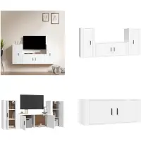 vidaXL 3 pcs. Ensemble d'armoires TV blanc en bois composite - Ensemble d'armoires TV - Ensembles d'armoires TV - Meuble-paroi