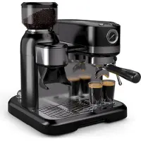 Klarstein Bella Café machine à café en grain – 19 bars, 1550 W, broyeur Intégré 200 g, mousseur à lait, réservoir 1,4 L, Thermobloc, Inserts Pour 2 Tasses, acier inoxydable, noir