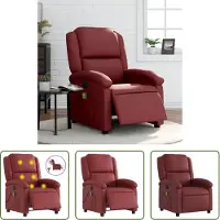 The Living Store Fauteuil de massage électrique vin rouge similicuir