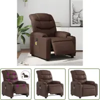 The Living Store Fauteuil de Massage Électrique Marron Similicuir