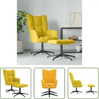 The Living Store Fauteuil relax avec pouf jaune moutarde velours