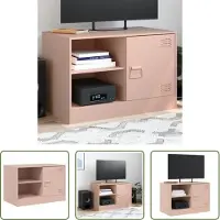 The Living Store Armoire TV rose 67x39x44 cm Acier