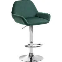 CLP Tabouret de bar Braga, revêtement en velours, structure métallique, réglable en hauteur et pivotant | Couleur : crème, structure : chromée