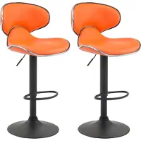 CLP - Ensemble de 2 tabourets de bar Las Vegas V2, revêtus de similicuir avec repose-pieds | Couleur : blanc, structure : noir