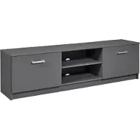 Ebuy24 Elenzio Meuble TV, 2 portes, 2 compartiments ouverts, gris.