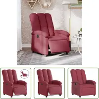 The Living Store Fauteuil relax électrique vin rouge Tissu