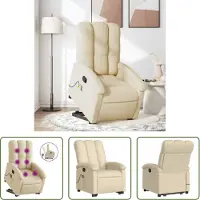 The Living Store Fauteuil de massage avec releveur Crème Tissu