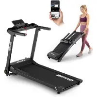 Zipro RAMBLE Tapis de course plat et pliable, tapis de course moderne, avec réglage de l'angle d'inclinaison, efficace jusqu'à 16 km, programmes d'entraînement