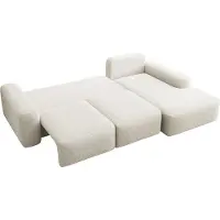 Selsey Carnos - Canapé d'angle avec fonction sommeil, coussin lombaire, chenille, crème, droite