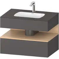 Duravit Collection One lavabo à encastrer avec meuble sous-vasque en console, 800x550x600mm, niche en chêne naturel, QA4785030490000