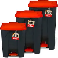 Floordirekt Poubelle Olaf pour la maison, le bureau & le commerce plusieurs couleurs & tailles rouge 80 litres