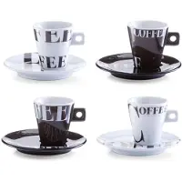 Zeller Ensemble espresso 8 pièces -Coffee Style, porcelaine, blanc/noir