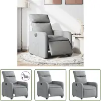 The Living Store Fauteuil Relax Electrique Gris Clair Tissu