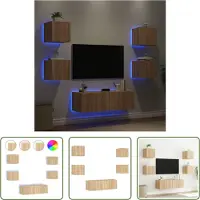 The Living Store Meuble TV 5 pièces avec luminaires LED Chêne Sonoma