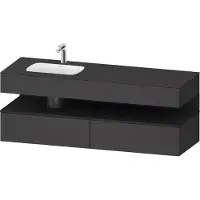 Duravit Collection One lavabo à encastrer avec meuble sous-vasque en console, 1600x550x600mm, niche graphite super mate, vasque à gauche, QA4795080490010