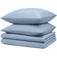 Blumtal literie 2x 135x200cm + 2x taies d'oreiller 40x80cm - Microfibre Bed Sheets 135x200cm - Set de 4 draps de lit bleu clair