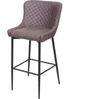 Mendler Tabouret de bar HWC-H79, pour comptoir, métal, vintage, avec repose-pied tissu / textile gris foncé