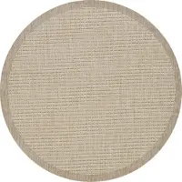Teppium Tapis Rond 200 cm Beige Extérieur Lavable Tissage Plat