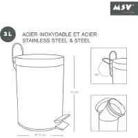 MSV Kosmetikeimer Terrakotta Rot Treteimer 3 Liter mit herausnehmbarem Inneneimer