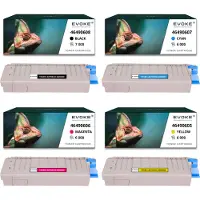 Evoke 4x toner pour OKI 46-C532B 46490608 CMYK = noir + bleu + rouge + jaune | Remplacement pour C 532 DN C 542 DN MC 563 DN MC 573 DN