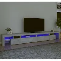 Prolenta Maison Exclusive - Meuble TV avec éclairage LED gris béton 290x36,5x40 cm
