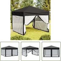 The Living Store Tente de réception pliable avec parois latérales Noir 3x3 m