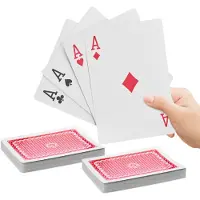 Relaxdays Cartes à jouer Jumbo, 2 jeux de 54 cartes chacun, en plastique imperméable, 18 x 13 cm, cartes géantes, multicolores