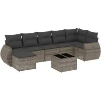 vidaXL Ensemble de jardin canapé 8 pièces avec coussins Gris Poly rotin