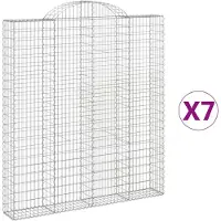 vidaXL Gabions avec arc surélevé 7 pcs. 200x30x220/240cm Fer galvanisé