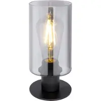Globo Lampe de table Hadera noir avec verre fumé