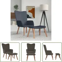 The Living Store Fauteuil relax avec pouf gris foncé velours