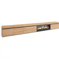 Skraut Home COZY Meuble TV, Banc Télé, 368x35x45cm, Cheminée électrique XXL, Chêne