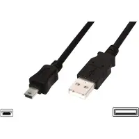 Digitus Mini câble USB 2.0 USB A 5 pôles Mini USB B 1,8 m noir